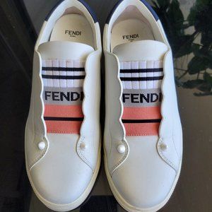 Fendi White and Pink Athletic Shoes